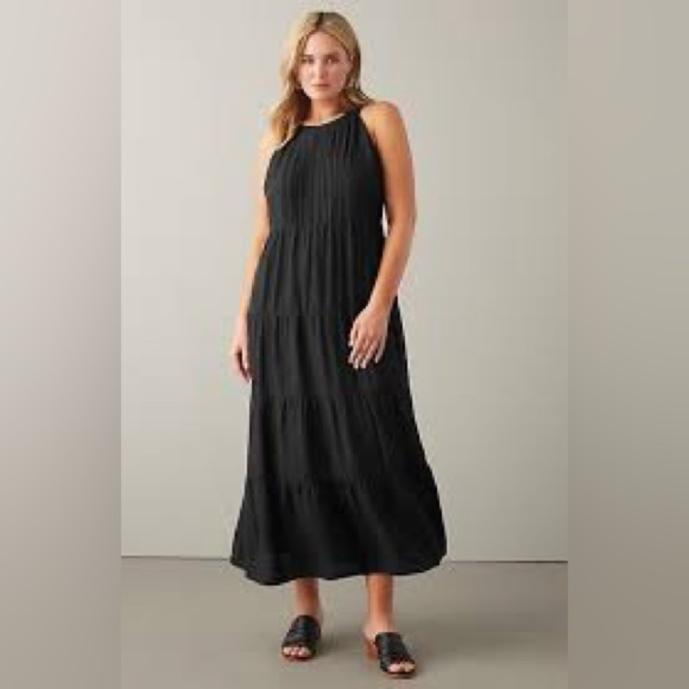 J. Jill Black Tiered Sleeveless Maxi Dress